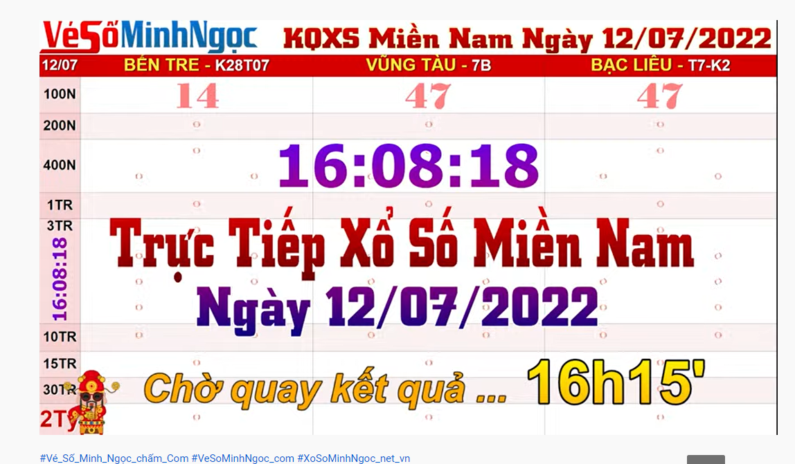 Xổ Số Minh Ngọc, Trực Tiếp Xổ Số Ngày 12/07/2022: KQXS Miền Nam XSMN, Miền Trung XSMT, Miền Bắc XSMB